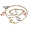 Oro Laminado Charm Anklet , Gold Filled Style Dolphin Design, Polished, Tricolor, 03.331.0068.10 (02 MM Thickness, 10 Inches Length)