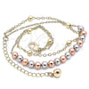 Oro Laminado Charm Anklet , Gold Filled Style Ball Design, Polished, Tricolor, 03.331.0070.10 (02 MM Thickness, 10 Inches Length)