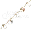 Oro Laminado Charm Anklet , Gold Filled Style Ball and Flower Design, Polished, Tricolor, 03.331.0073.10 (01 MM Thickness, 10 Inches Length)