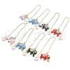Oro Laminado Threader Earring, Gold Filled Style Elephant Design, with White Crystal, Pink Enamel Finish, Golden Finish, 02.380.0029