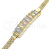 Oro Laminado Fancy Bracelet, Gold Filled Style Guadalupe Design, Polished, Tricolor, 03.380.0026.07 (05 MM Thickness, 7 Inches Length)