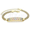 Oro Laminado Fancy Bracelet, Gold Filled Style Guadalupe Design, Polished, Tricolor, 03.380.0026.07 (05 MM Thickness, 7 Inches Length)