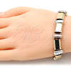 Oro Laminado Fancy Bracelet, Gold Filled Style Matte Finish, Tricolor, 03.331.0101.08 (12 MM Thickness, 8 Inches Length)