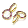 Oro Laminado Huggie Hoop, Gold Filled Style with Ruby Micro Pave, Polished, Golden Finish, 02.284.0031.4.15