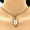 Oro Laminado Religious Pendant, Gold Filled Style Guadalupe Design, Polished, Tricolor, 05.380.0042