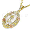 Oro Laminado Religious Pendant, Gold Filled Style San Judas Design, Polished, Tricolor, 05.380.0043