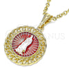 Oro Laminado Religious Pendant, Gold Filled Style Guadalupe Design, Polished, Tricolor, 05.380.0044