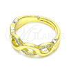 Oro Laminado Multi Stone Ring, Gold Filled Style Infinite Design, with White Micro Pave, Polished, Golden Finish, 01.341.0013 (One size fits all)