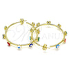 Oro Laminado Stud Earring, Gold Filled Style Evil Eye Design, Multicolor Enamel Finish, Golden Finish, 02.341.0068