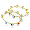Oro Laminado Stud Earring, Gold Filled Style Evil Eye Design, Multicolor Enamel Finish, Golden Finish, 02.341.0068
