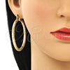 Oro Laminado Large Hoop, Gold Filled Style Diamond Cutting Finish, Tricolor, 02.170.0242.1.50