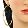 Oro Laminado Extra Large Hoop, Gold Filled Style Diamond Cutting Finish, Tricolor, 02.170.0242.1.80