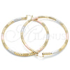Oro Laminado Extra Large Hoop, Gold Filled Style Diamond Cutting Finish, Tricolor, 02.170.0242.1.80