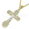 Oro Laminado Religious Pendant, Gold Filled Style Crucifix Design, Polished, Tricolor, 05.351.0163