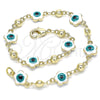 Oro Laminado Fancy Bracelet, Gold Filled Style Evil Eye and Flower Design, White Enamel Finish, Golden Finish, 03.213.0072.3.08 (08 MM Thickness, 8 Inches Length)