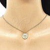 Oro Laminado Pendant Necklace, Gold Filled Style Evil Eye Design, with White Micro Pave, Polished, Golden Finish, 04.362.0016.20 (02 MM Thickness, 20 Inches Length)