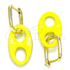 Oro Laminado Huggie Hoop, Gold Filled Style Puff Mariner Design, Yellow Enamel Finish, Golden Finish, 02.362.0006.12