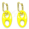 Oro Laminado Huggie Hoop, Gold Filled Style Puff Mariner Design, Yellow Enamel Finish, Golden Finish, 02.362.0006.12