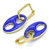 Oro Laminado Huggie Hoop, Gold Filled Style Puff Mariner Design, Blue Enamel Finish, Golden Finish, 02.362.0006.2.12