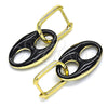 Oro Laminado Huggie Hoop, Gold Filled Style Puff Mariner Design, Black Enamel Finish, Golden Finish, 02.362.0006.3.12