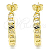 Oro Laminado Stud Earring, Gold Filled Style Curb Design, Polished, Golden Finish, 02.163.0142