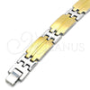 Stainless Steel Solid Bracelet, Polished, Two Tone, 03.114.0360.09 (12 MM Thickness, 9 Inches Length)