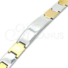 Stainless Steel Solid Bracelet, Polished, Two Tone, 03.114.0370.1.08 (12 MM Thickness, 8 Inches Length)
