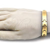 Stainless Steel Solid Bracelet, Polished, Golden Finish, 03.114.0374.09 (10 MM Thickness, 9 Inches Length)