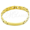 Stainless Steel Solid Bracelet, Polished, Golden Finish, 03.114.0374.09 (10 MM Thickness, 9 Inches Length)