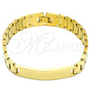 Stainless Steel Solid Bracelet, Polished, Golden Finish, 03.114.0380.1.08 (12 MM Thickness, 8 Inches Length)