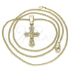 Oro Laminado Pendant Necklace, Gold Filled Style Crucifix Design, Polished, Golden Finish, 04.242.0102.20 (02 MM Thickness, 20 Inches Length)