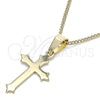 Oro Laminado Pendant Necklace, Gold Filled Style Cross Design, Polished, Golden Finish, 04.242.0104.20 (02 MM Thickness, 20 Inches Length)