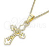 Oro Laminado Pendant Necklace, Gold Filled Style Crucifix Design, Polished, Golden Finish, 04.242.0105.20 (02 MM Thickness, 20 Inches Length)