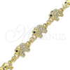 Oro Laminado Fancy Bracelet, Gold Filled Style Elephant Design, with White and Black Crystal, Polished, Golden Finish, 03.380.0035.07 (11 MM Thickness, 7 Inches Length)