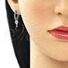 Oro Laminado Huggie Hoop, Gold Filled Style key Design, Turquoise Enamel Finish, Golden Finish, 02.213.0211.3.12