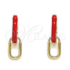 Oro Laminado Huggie Hoop, Gold Filled Style Lock Design, Red Enamel Finish, Golden Finish, 02.213.0216.12