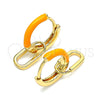 Oro Laminado Huggie Hoop, Gold Filled Style Lock Design, Orange Enamel Finish, Golden Finish, 02.213.0216.2.12