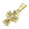 Oro Laminado Religious Pendant, Gold Filled Style Crucifix Design, Polished, Golden Finish, 05.163.0094