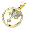 Oro Laminado Religious Pendant, Gold Filled Style Crucifix Design, Polished, Golden Finish, 05.100.0007