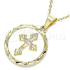 Oro Laminado Religious Pendant, Gold Filled Style Crucifix Design, Polished, Golden Finish, 05.100.0007