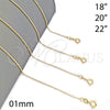Oro Laminado Basic Necklace, Gold Filled Style Ball Design, Polished, Golden Finish, 04.58.0007.20 (01 MM Thickness, 20 Inches Length)