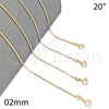 Oro Laminado Basic Necklace, Gold Filled Style Polished, Golden Finish, 04.58.0009.20 (02 MM Thickness, 20 Inches Length)