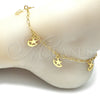 Oro Laminado Charm Anklet , Gold Filled Style Star and Moon Design, Polished, Golden Finish, 03.63.2189.10 (03 MM Thickness, 10 Inches Length)