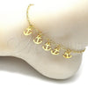 Oro Laminado Charm Anklet , Gold Filled Style Anchor Design, Polished, Golden Finish, 03.63.2192.10 (03 MM Thickness, 10 Inches Length)