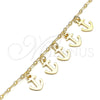 Oro Laminado Charm Anklet , Gold Filled Style Anchor Design, Polished, Golden Finish, 03.63.2192.10 (03 MM Thickness, 10 Inches Length)