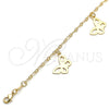 Oro Laminado Charm Anklet , Gold Filled Style Butterfly Design, Polished, Golden Finish, 03.63.2193.10 (03 MM Thickness, 10 Inches Length)