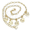 Oro Laminado Charm Anklet , Gold Filled Style Star and Moon Design, Diamond Cutting Finish, Golden Finish, 03.63.2194.10 (03 MM Thickness, 10 Inches Length)