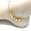Oro Laminado Charm Anklet , Gold Filled Style Four-leaf Clover Design, Polished, Golden Finish, 03.63.2199.10 (03 MM Thickness, 10 Inches Length)