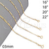Oro Laminado Basic Necklace, Gold Filled Style Figaro Design, Polished, Golden Finish, 04.58.0010.18 (03 MM Thickness, 18 Inches Length)