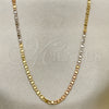 Oro Laminado Basic Necklace, Gold Filled Style Polished, Tricolor, 04.58.0015.22 (0.80 Gauge, 03 MM Thickness, 22 Inches Length)